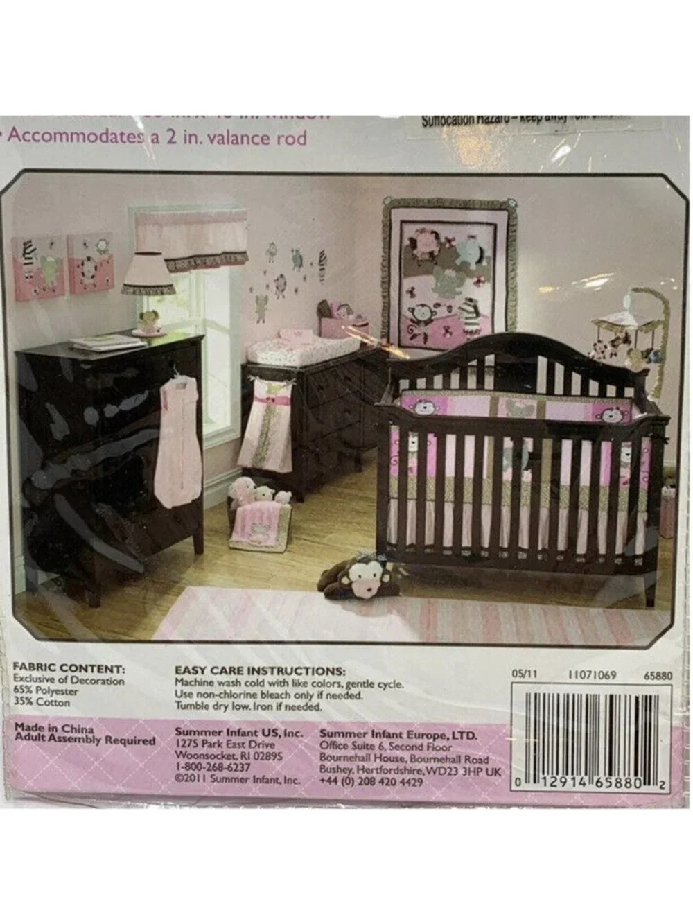Summer Nursery Window Valance Pink Infant Jungle Safari Leopard Print 48x14 in
